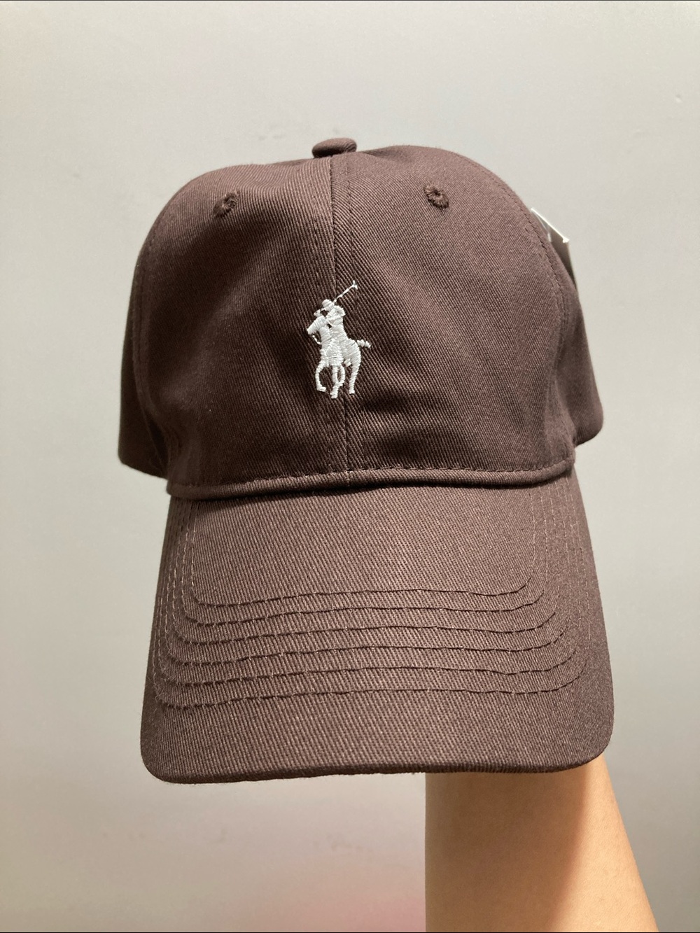 Ralph Lauren Brown Polo Baseball Cap with White Pony Logo